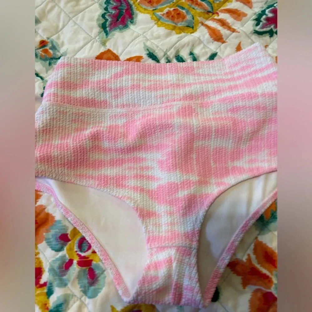 Victorias Secret Pink Swim Crinkle High Waist Shortie Bikini Bottom pink tie dye
